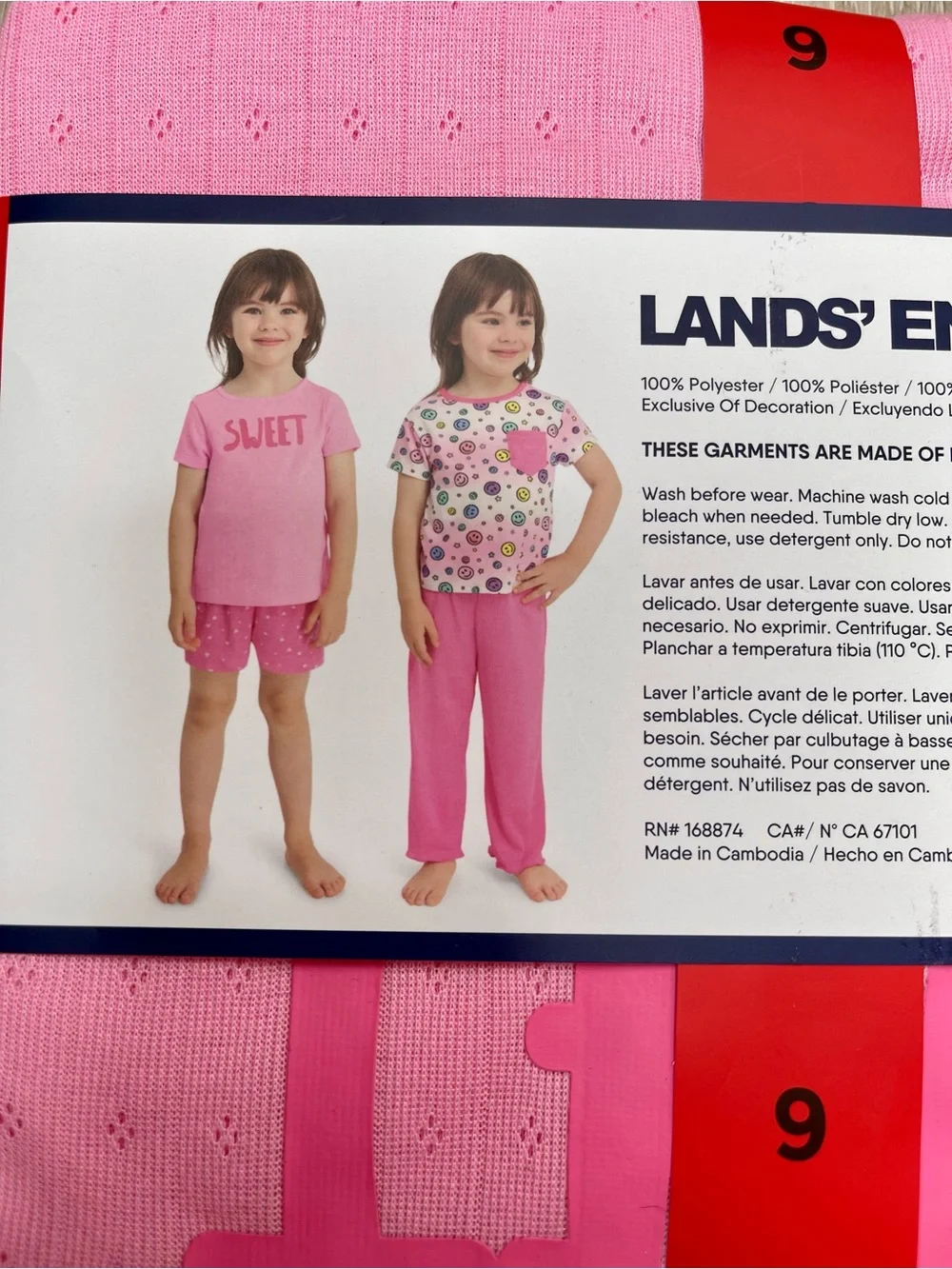 Lands’ End Kids’ 4-Piece Sleep Set (size 6 / pink)